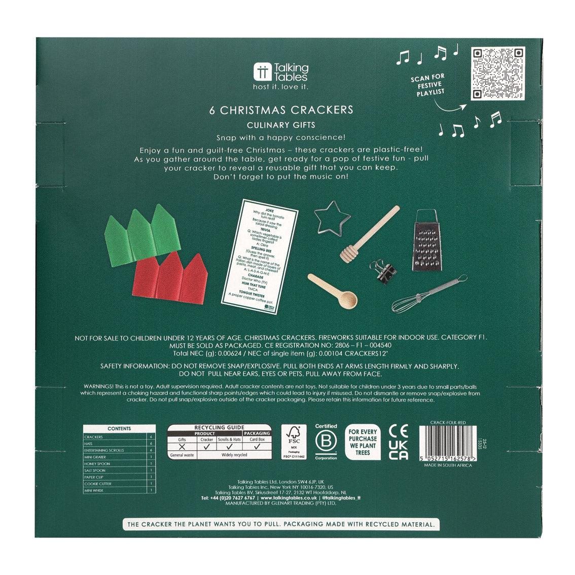 Folklore Red Handmade Luxury Christmas Crackers (6 Pack)