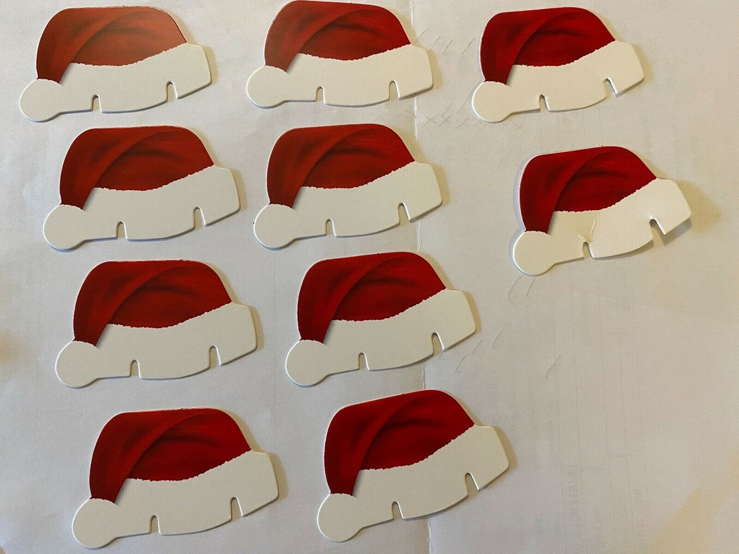 CHRISTMAS Santa Hat Glass Decorations Place Card Settings (10 Pack)