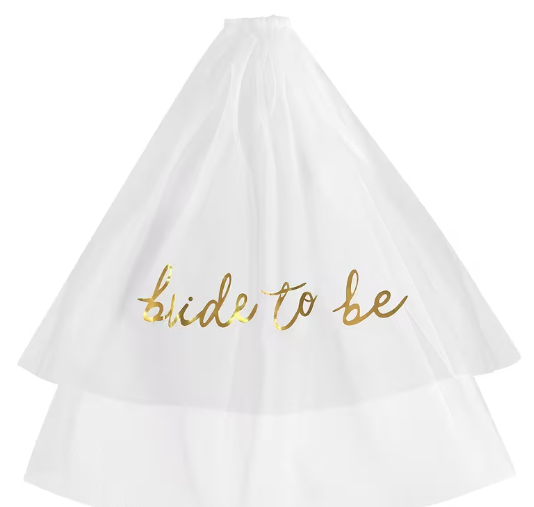 Printed Bride To Be Bachelorette Hen Party White Soft Tulle Veil