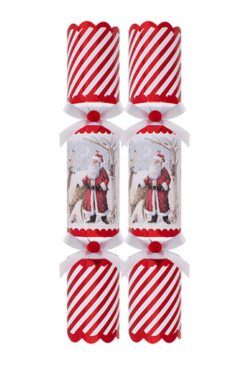 Retro Santa Red & White Striped Large 12" Christmas Crackers (6 Pack)