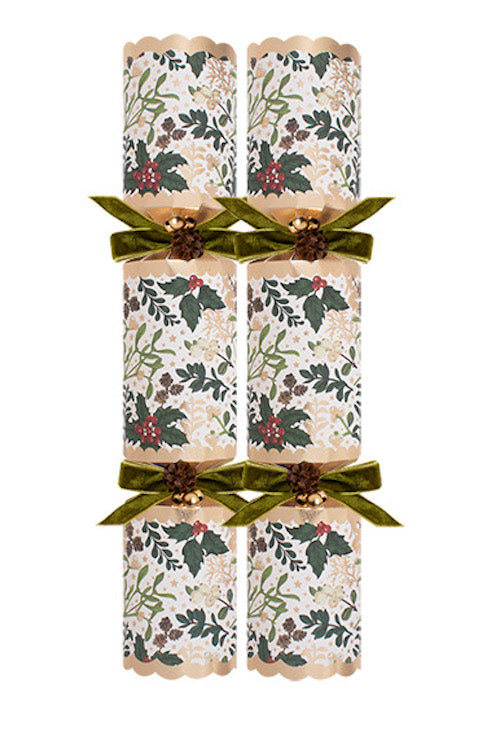 Exquisite Festive Foliage Extra Large 13.5" Luxury Handmade Christmas Crackers (6 Pack)