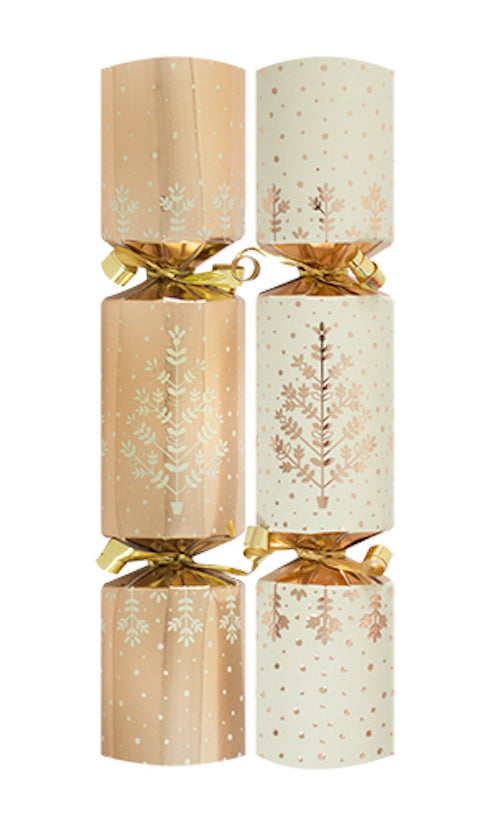 Mini Deluxe Gold Tree 8.5" Christmas Crackers (6 Pack)