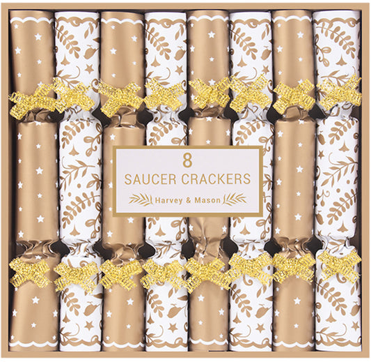 Gold or Silver Garden Birds Mini 12cm Saucer Crackers in 2 Designs (8 Pack)