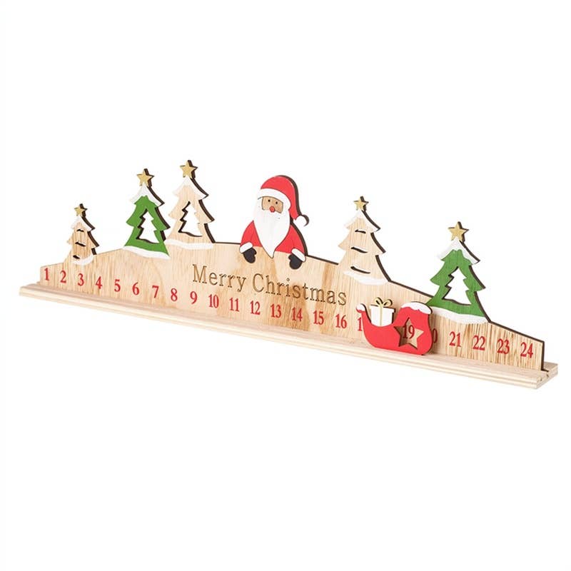 Wooden Santa Christmas Advent Countdown Ruler – Traditional Christmas Decoration