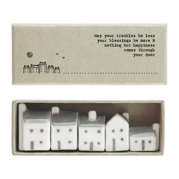 Mini Porcelain Street House in a Box, May Your Troubles Be Less