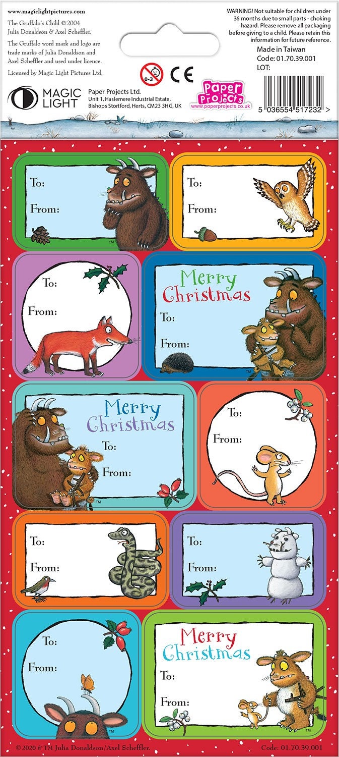 THE GRUFFALO CHILD Christmas Sticky Gift Labels (20 Pack)