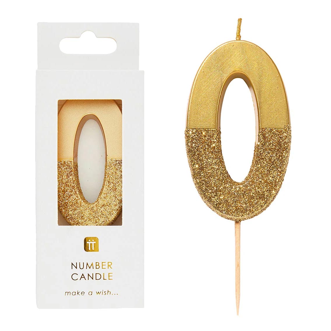 Gold Glitter Happy Birthday Number Candles Choose Age Mix & Match