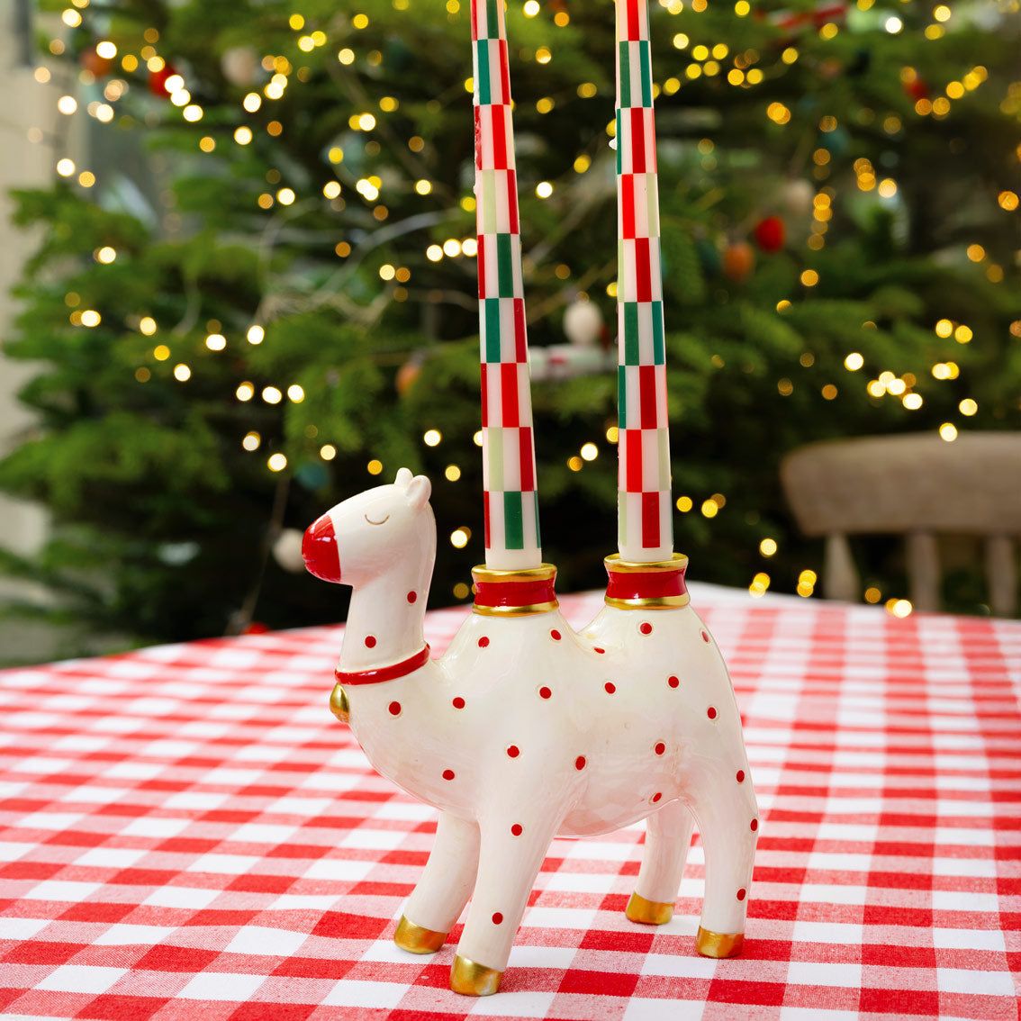 Spotty Camel Large Ceramic Dinner Candle Holder