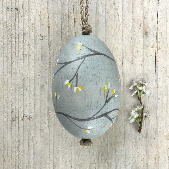 Hand Painted Blossom on a Wooden Egg - 4 Colours