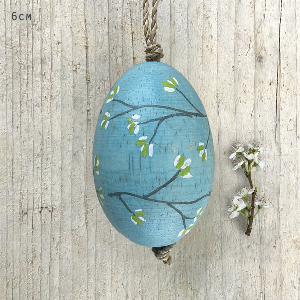 Hand Painted Blossom on a Wooden Egg - 4 Colours