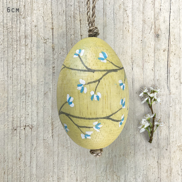 Hand Painted Blossom on a Wooden Egg - 4 Colours