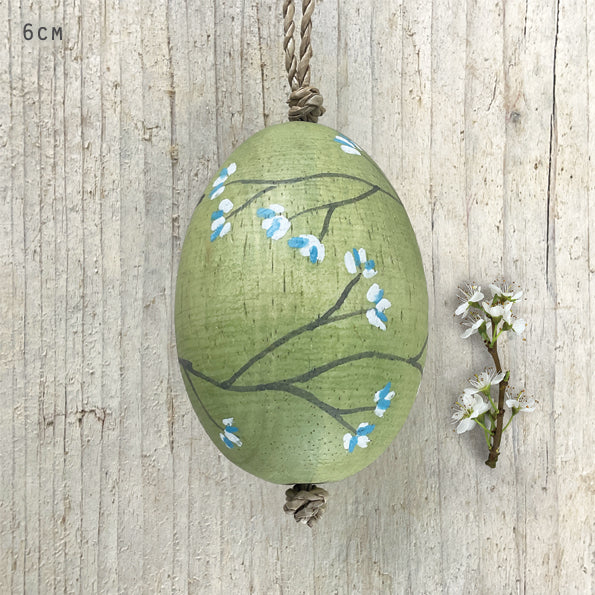 Hand Painted Blossom on a Wooden Egg - 4 Colours