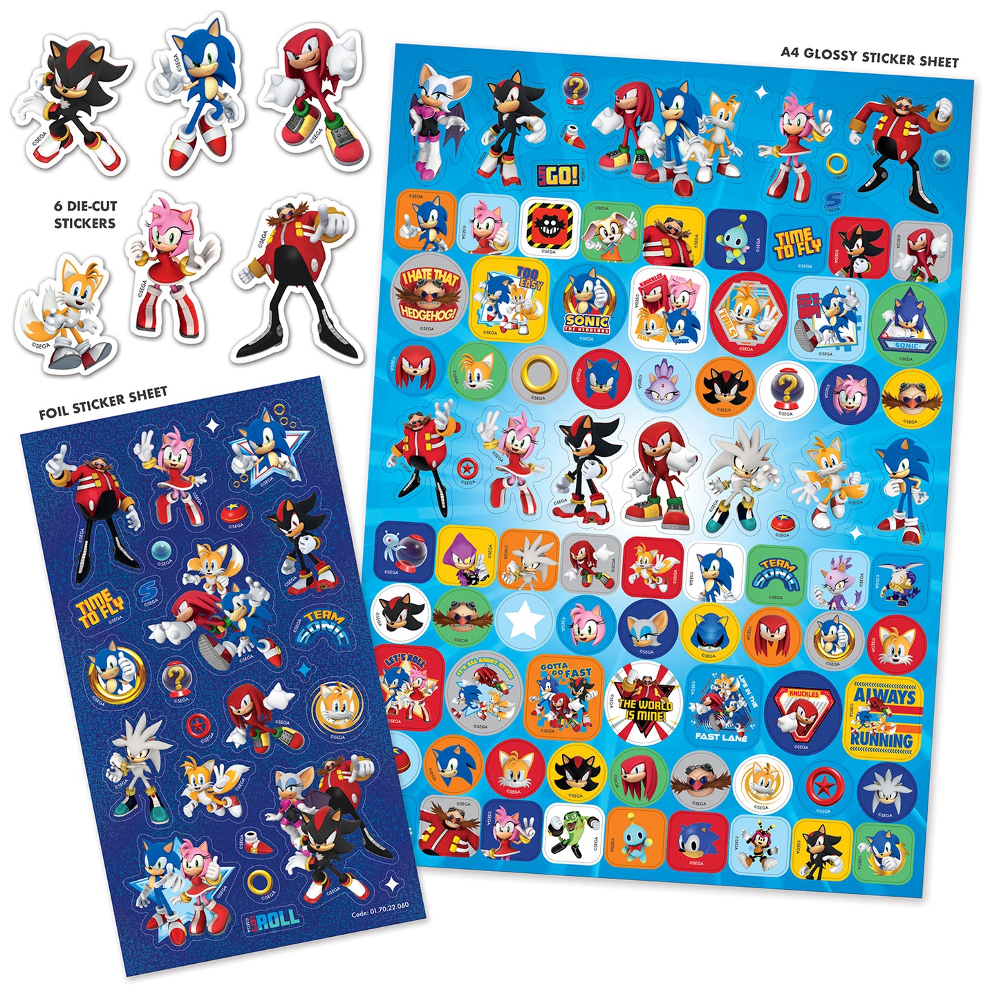 Sonic The Hedgehog Mega Pack of Reusable Stickers A4 Size