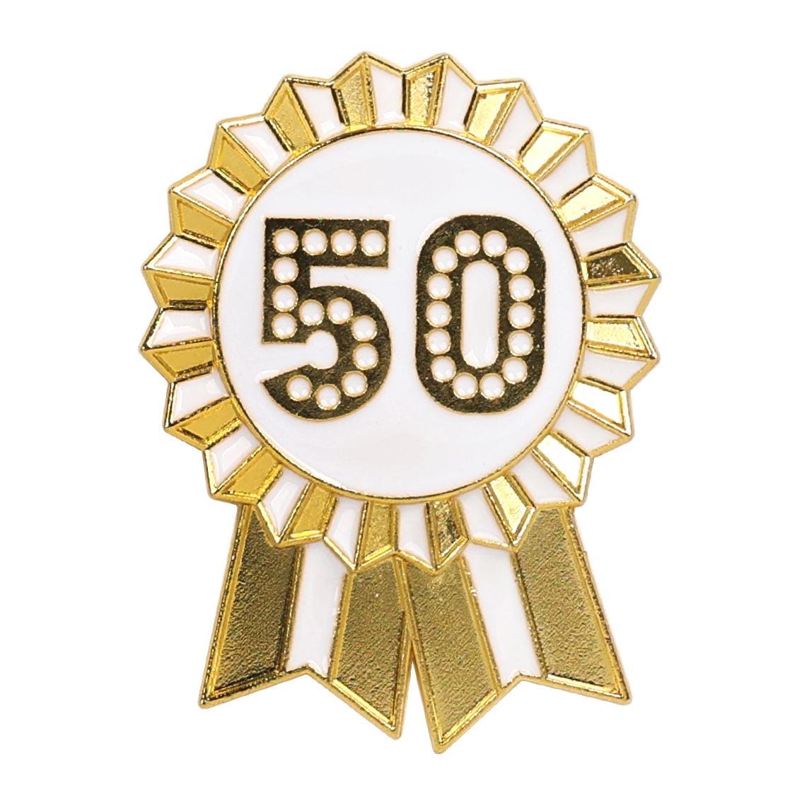 Luxe Gold Enamel Happy Birthday Milestone Pin Badge Rosette