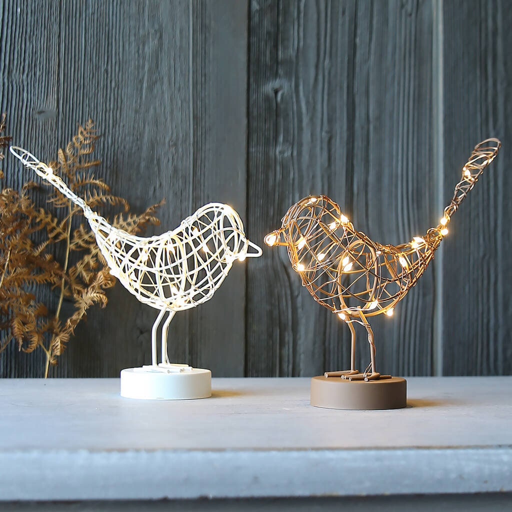 CHRISTMAS Light Up Table Top Robin in Copper