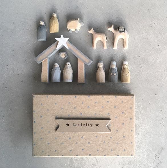 Wooden Natural Boxed Little Nativity Set, Nativity Scene