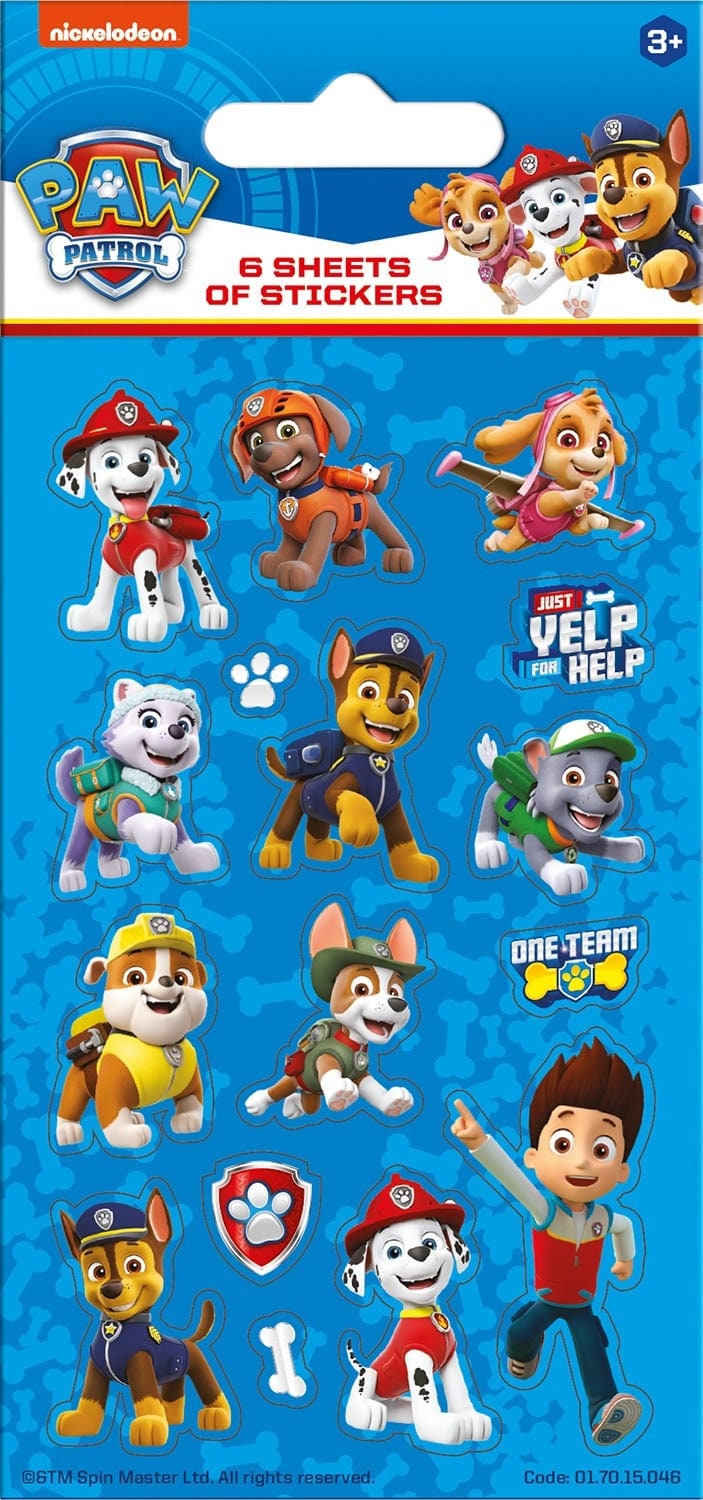 Paw Patrol Blue Party Stickers (6 Sheets)