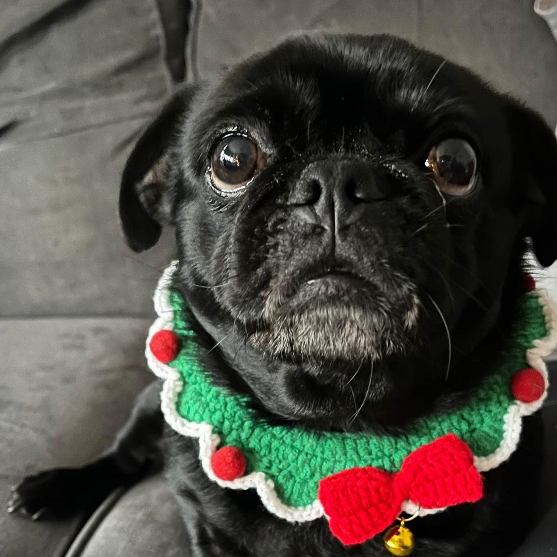 CHRISTMAS Crochet Pet Festive Dress Up Collar with Bell