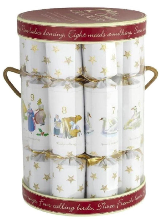 12 Days of Christmas Gold Stars Christmas Crackers in Tub (12 Pack)
