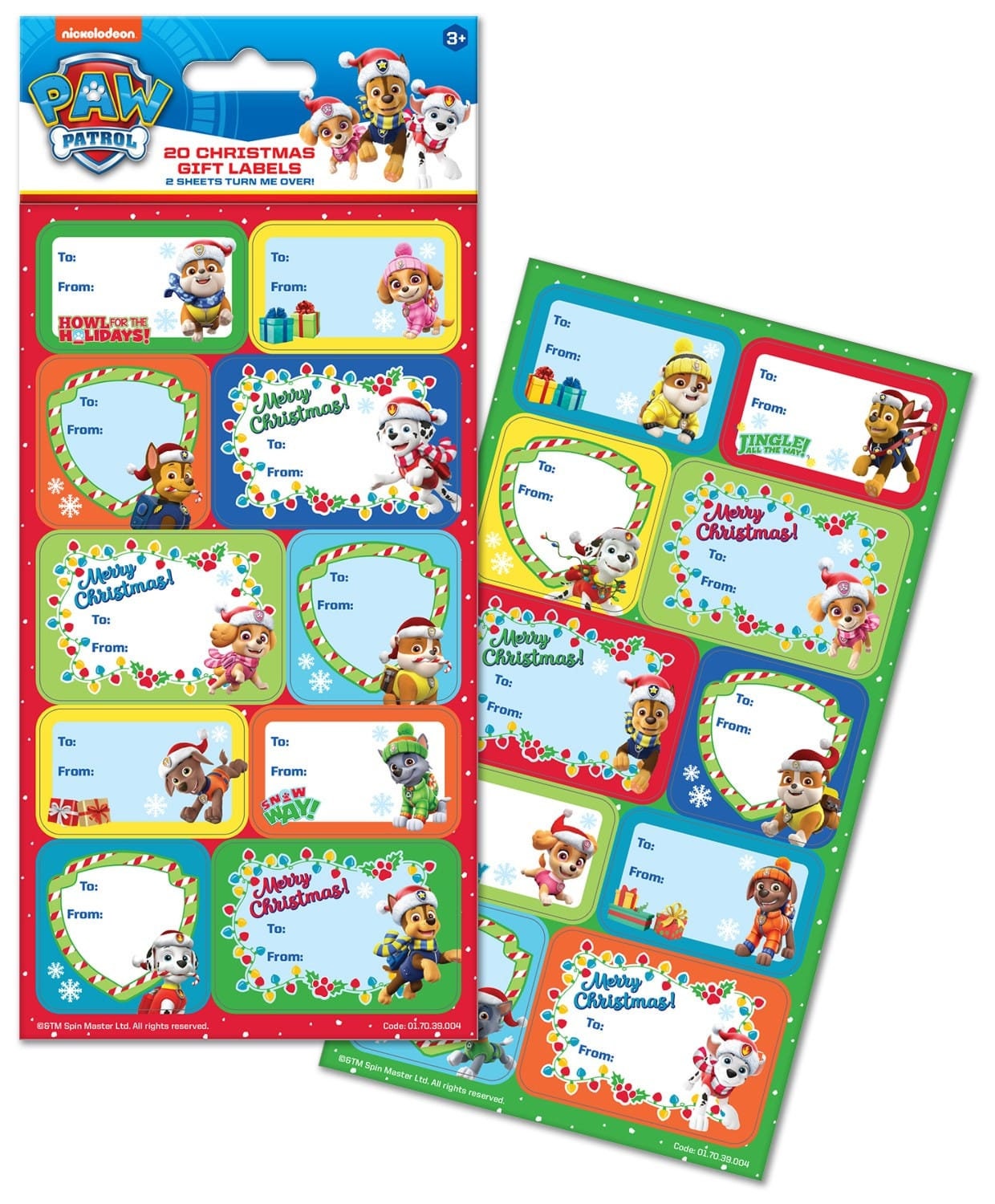 PAW PATROL Christmas Sticky Gift Labels (20 Pack)
