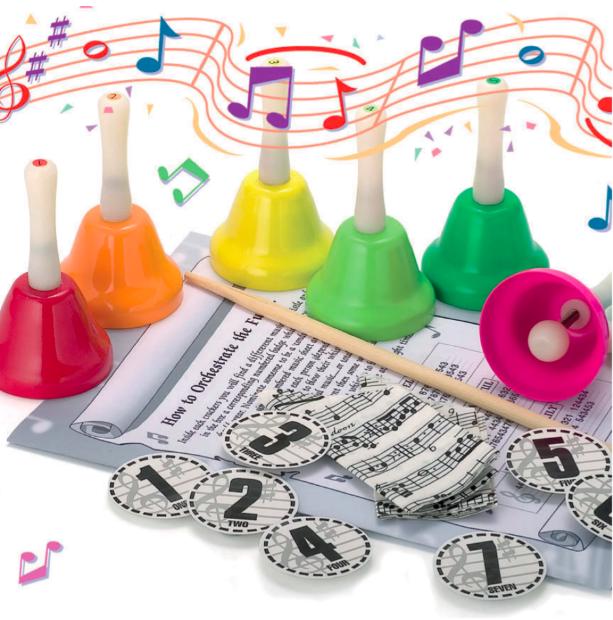 Concerto Hand Bells Musical 14" Handmade Traditional Christmas Crackers (8 Pack)