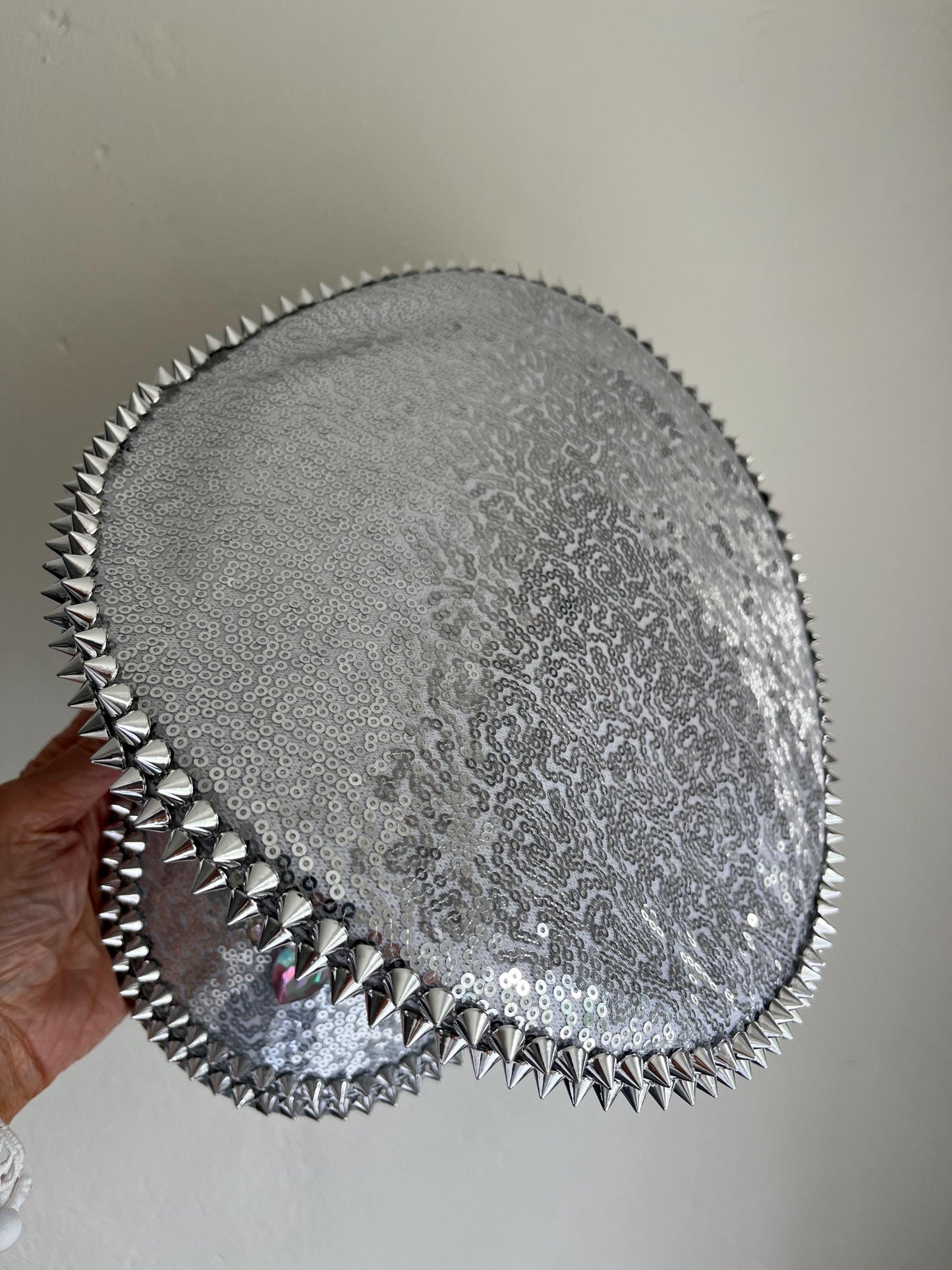 Personalised Silver Punk Rhinestone Jewelled Sequin Captain Hat