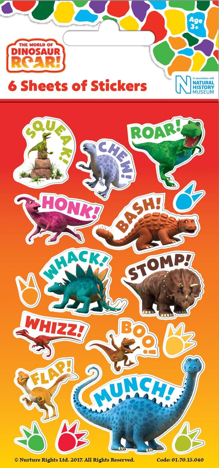 Dinosaur Roar! Dino Party Stickers (6 Sheets)