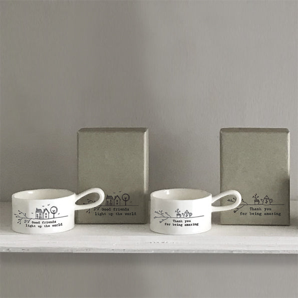 Porcelain Handled Boxed Tea Light Holder, Keepsake Gift