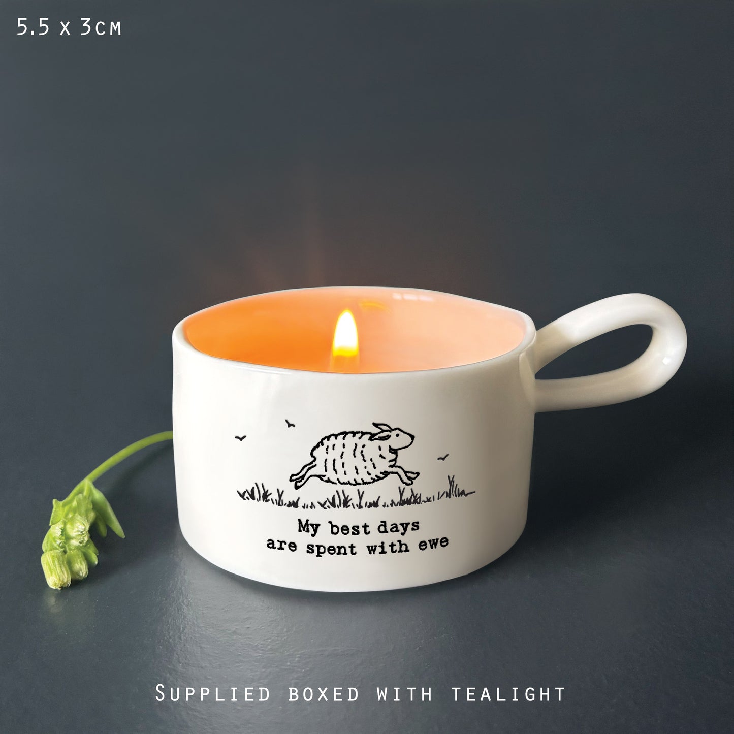 Porcelain Handled Boxed Tea Light Holder, Keepsake Gift