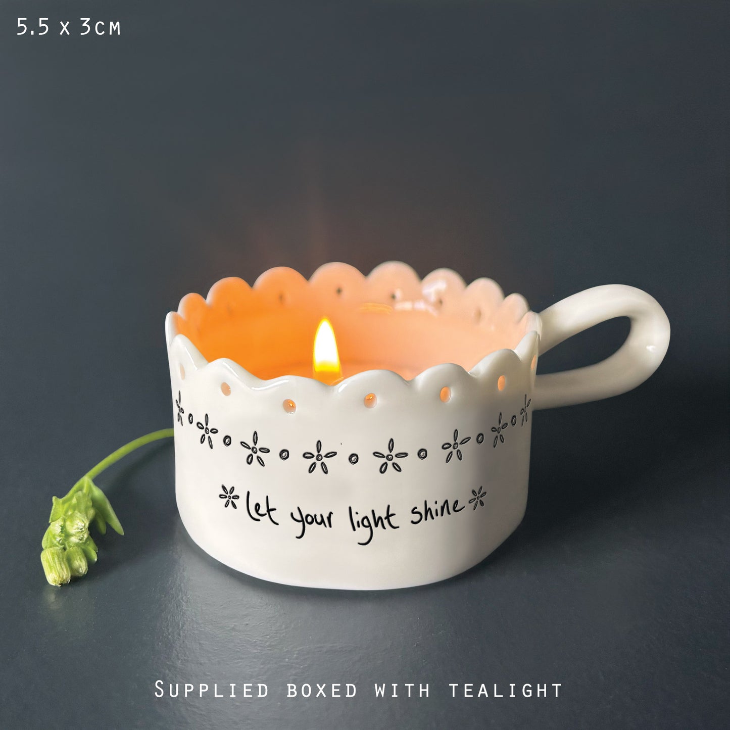 Porcelain Handled Boxed Scallop Tea Light Holder, Keepsake Gift, Four Designs
