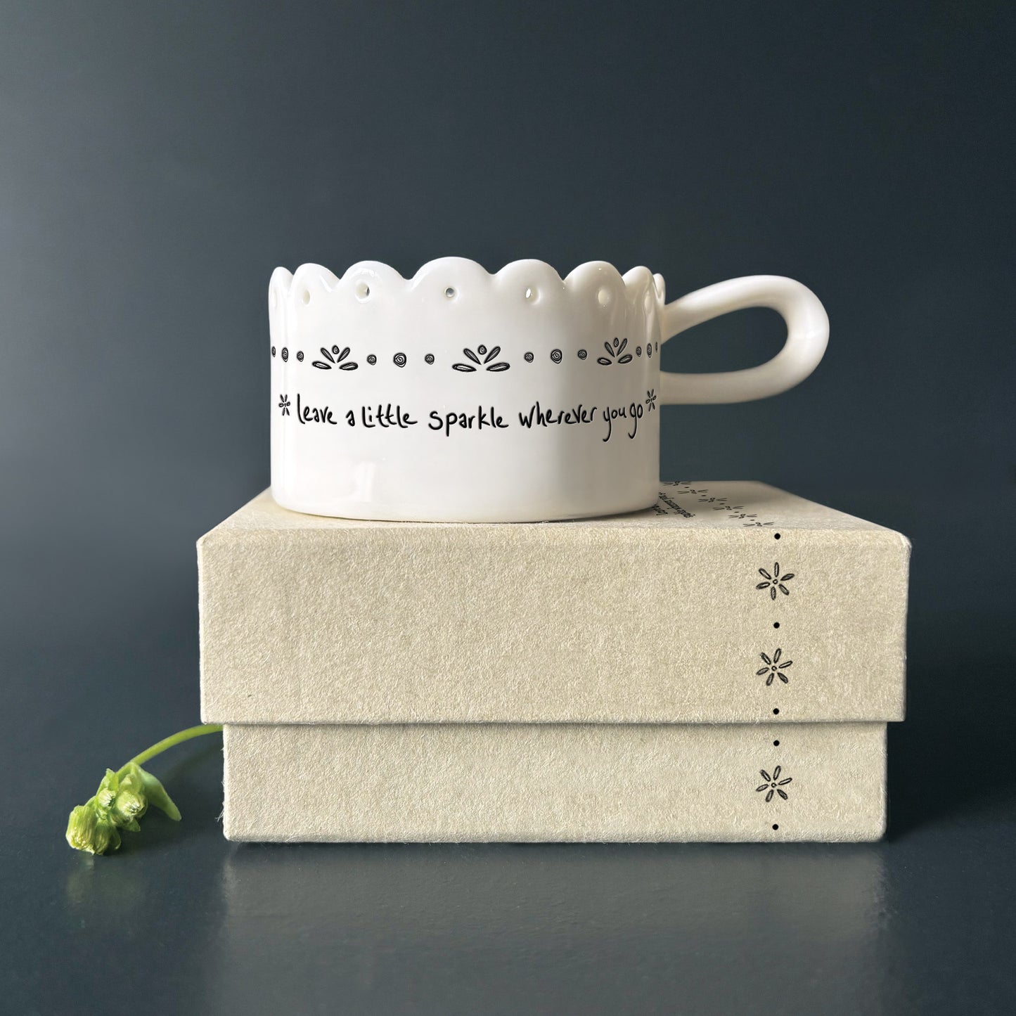 Porcelain Handled Boxed Scallop Tea Light Holder, Keepsake Gift, Four Designs