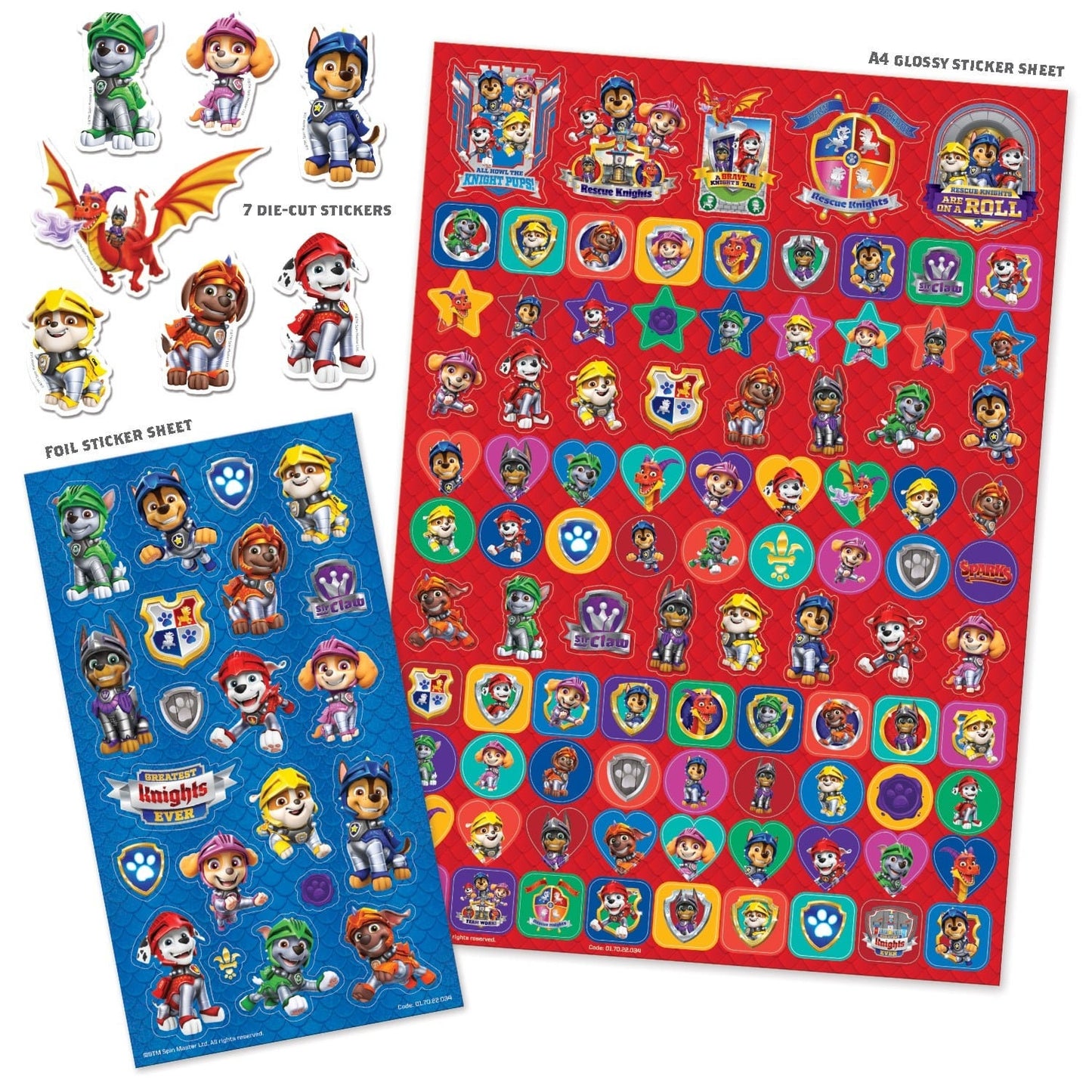 PAW PATROL Rescue Knights Mega Pack of Stickers, A4 Size