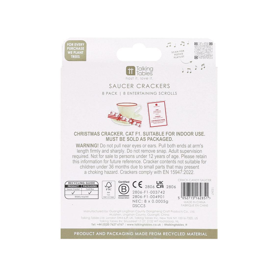 Candy Cane Bow Mini 5" Saucer Crackers (8 Pack)