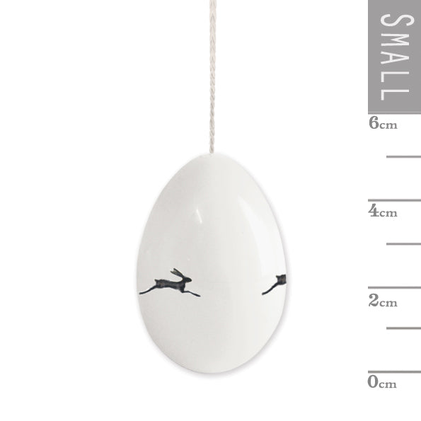 Porcelain Egg with Bunnies Hanging Ornament
