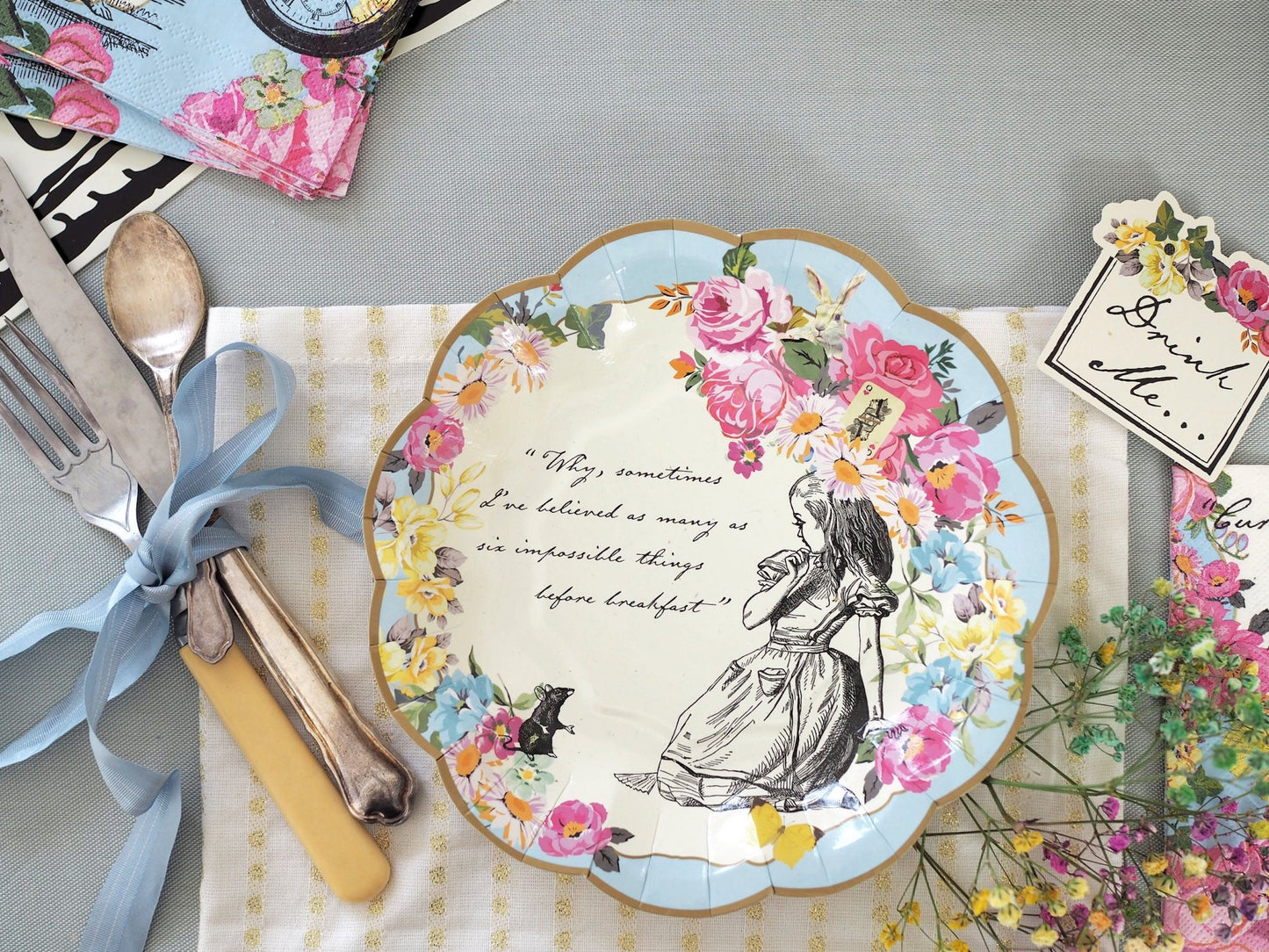 Truly Alice Mad Hatters Tea Party Dainty Paper Plates (12 Pack)