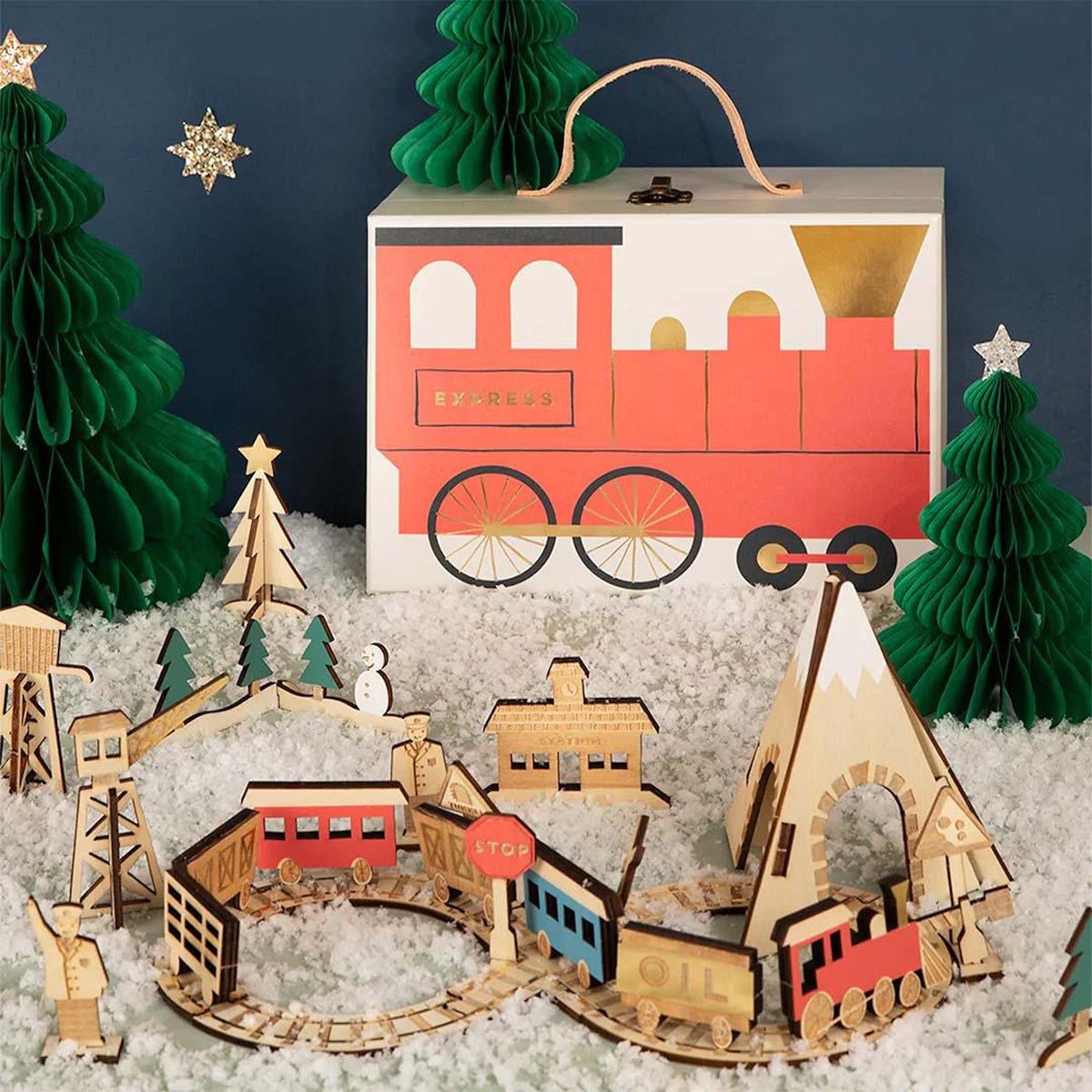 Luxury Wooden Railway Train Advent Calendar Suitcase