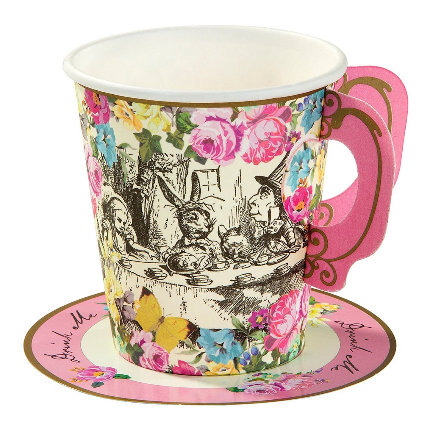 Truly Alice Mad Hatter Tea Party Whimsical Cups & Saucers (12 Pack)