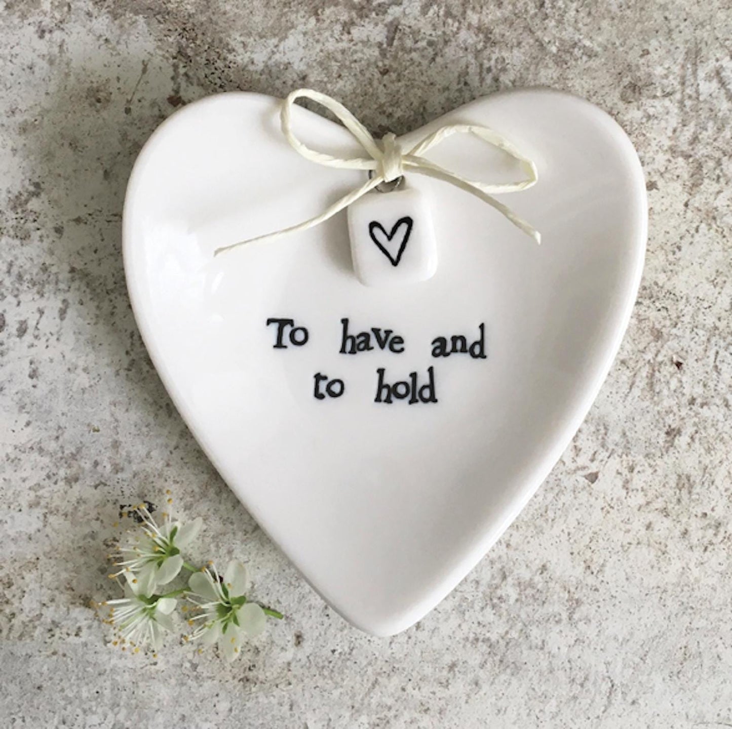 To Have and To Hold Porcelain Heart Shaped Boxed Ring Dish