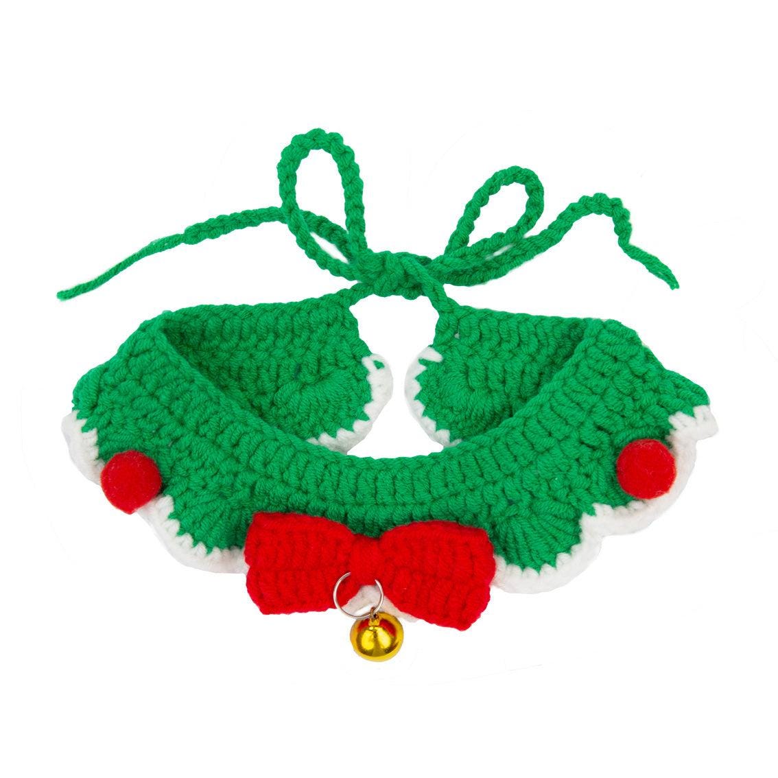 CHRISTMAS Crochet Pet Festive Dress Up Collar with Bell