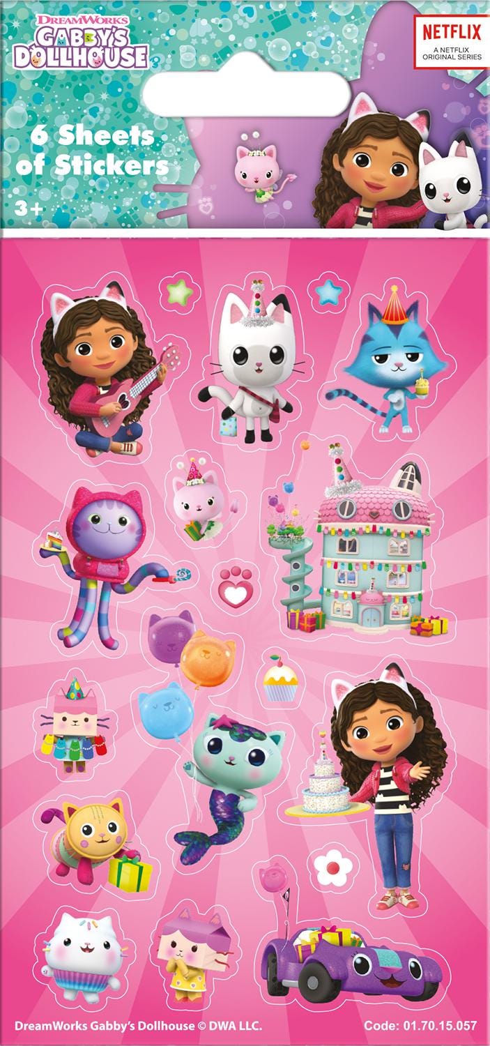 Gabby's Dollhouse Party Stickers (6 Sheets)