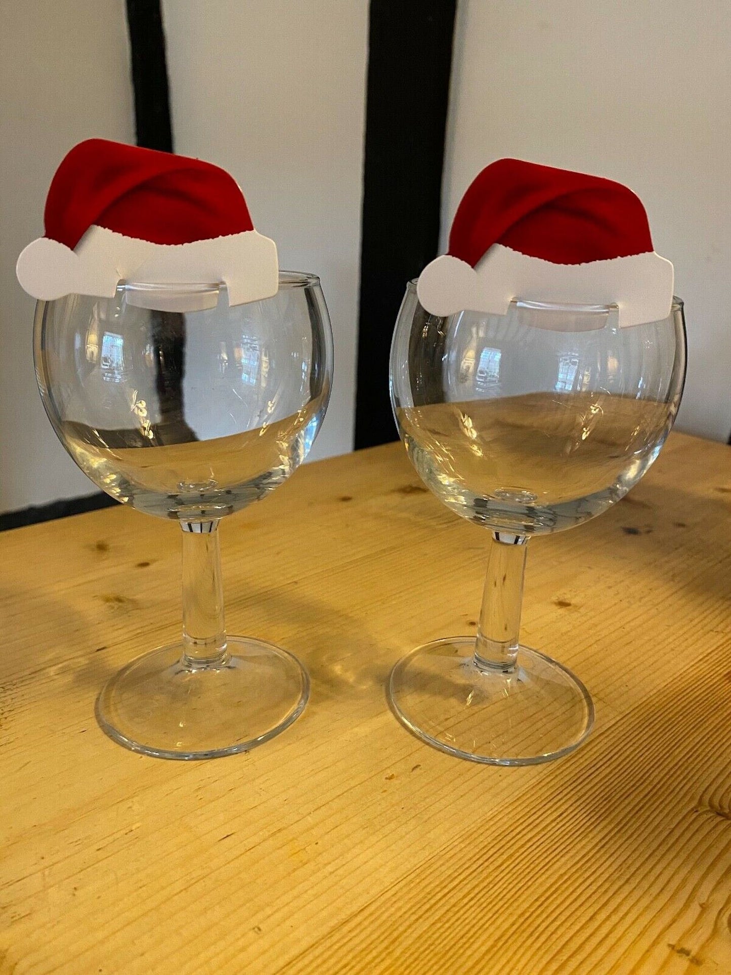 CHRISTMAS Santa Hat Glass Decorations Place Card Settings (10 Pack)