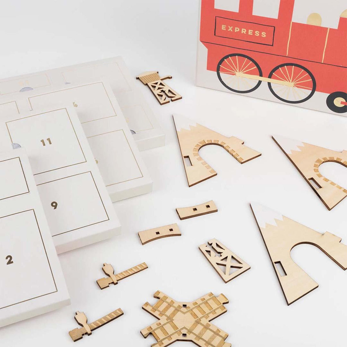 Luxury Wooden Railway Train Advent Calendar Suitcase
