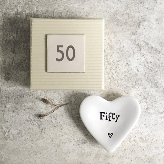 Age 50 Porcelain Heart Dish by East of India 