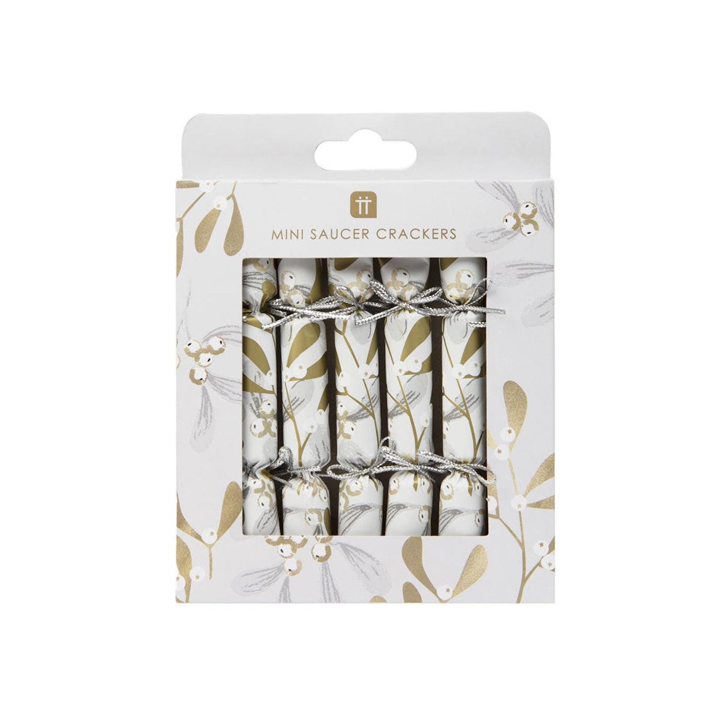 Botanical Mistletoe Saucer Christmas Crackers by Talking Tables