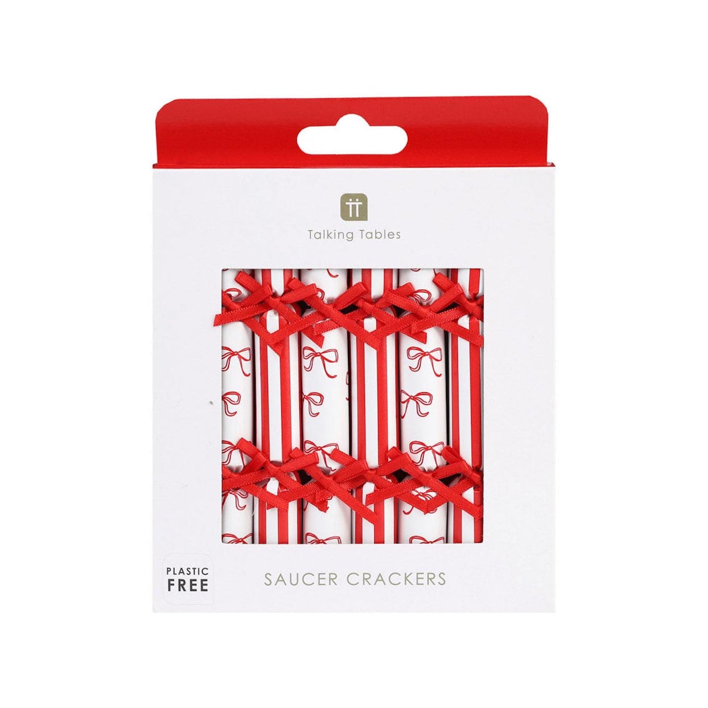 Candy Cane Bow Saucer Christmas Crackers by Talking Tables