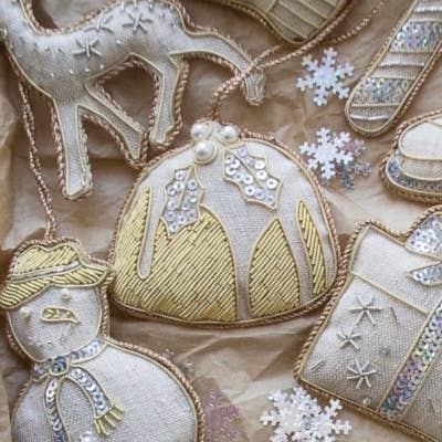 Christmas Pudding Handmade Linen Decoration One Posh Party