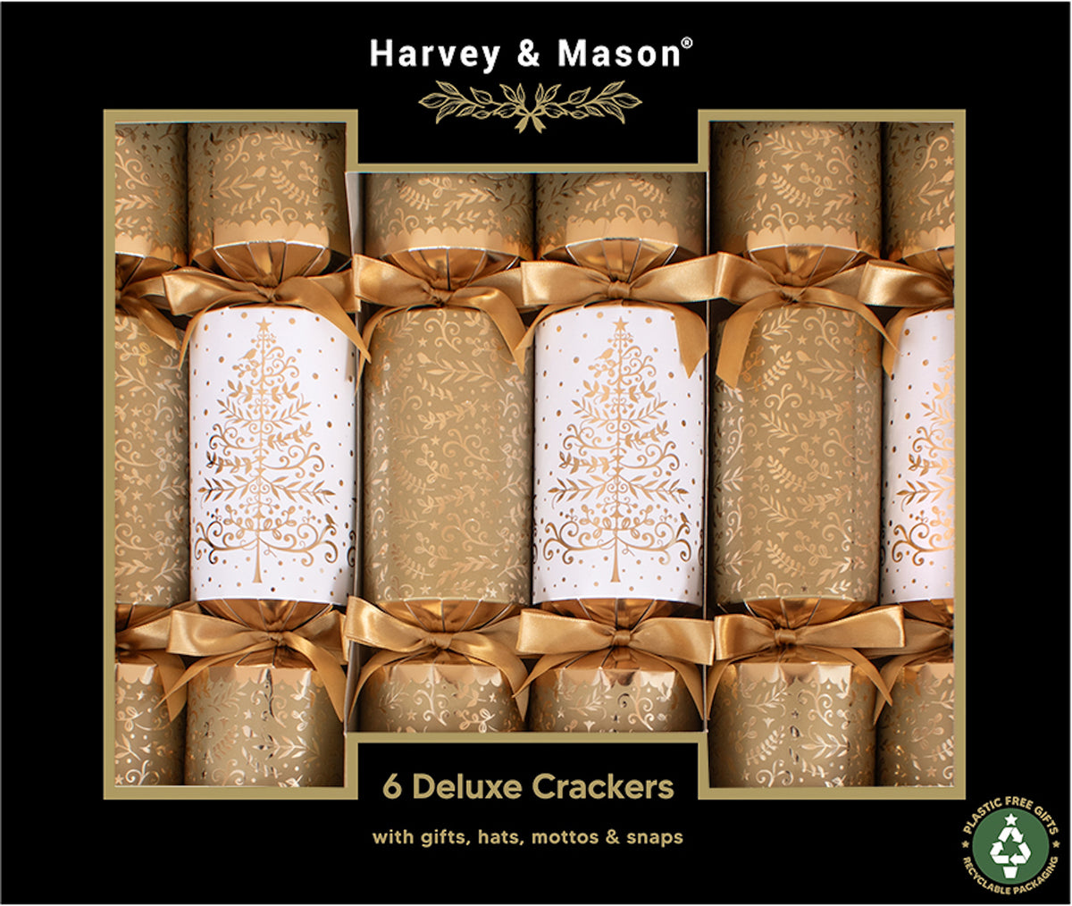 Deluxe Gold Tree Christmas Crackers - One Posh Party