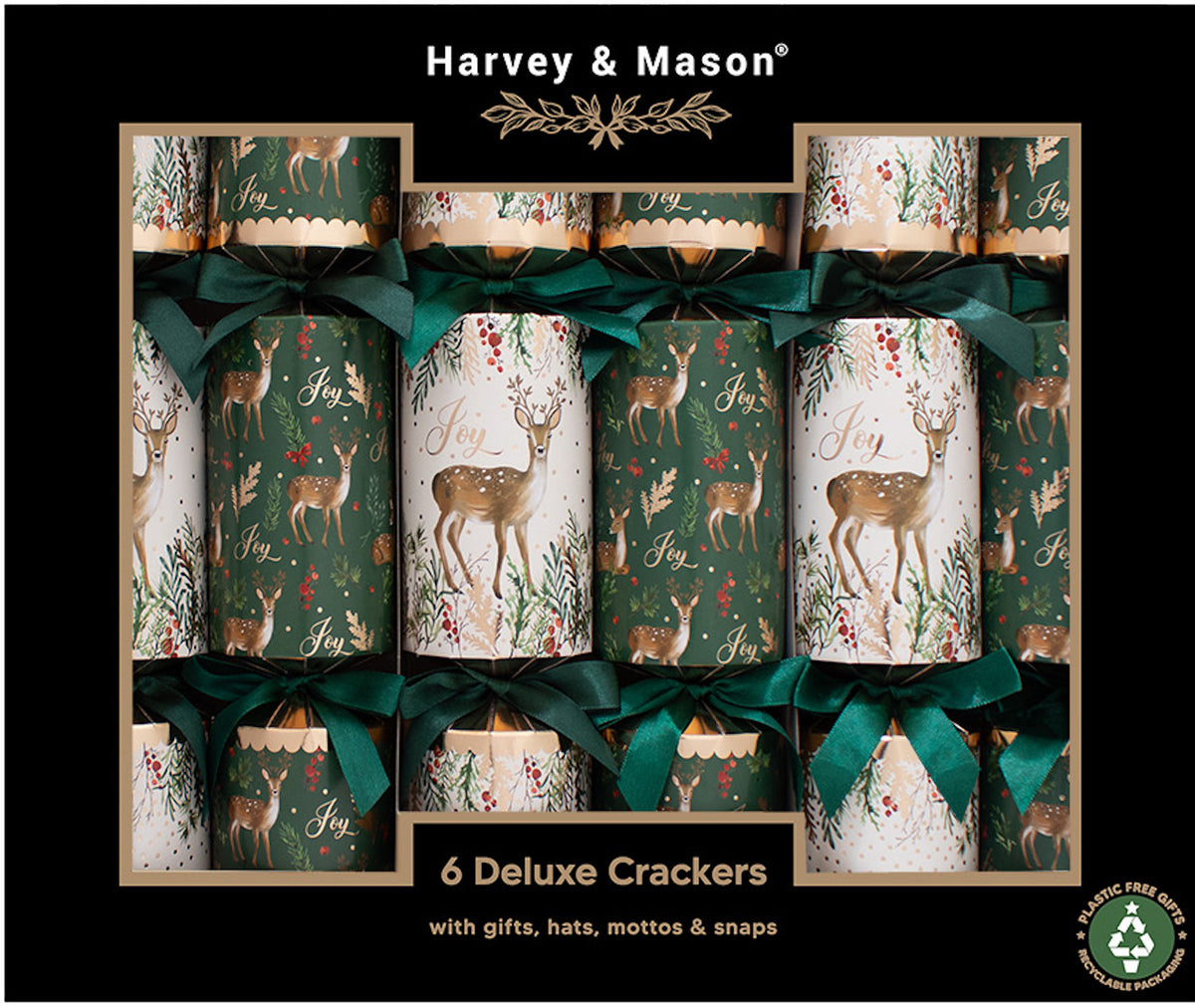Deluxe Green Deer Christmas Crackers - One Posh Party 