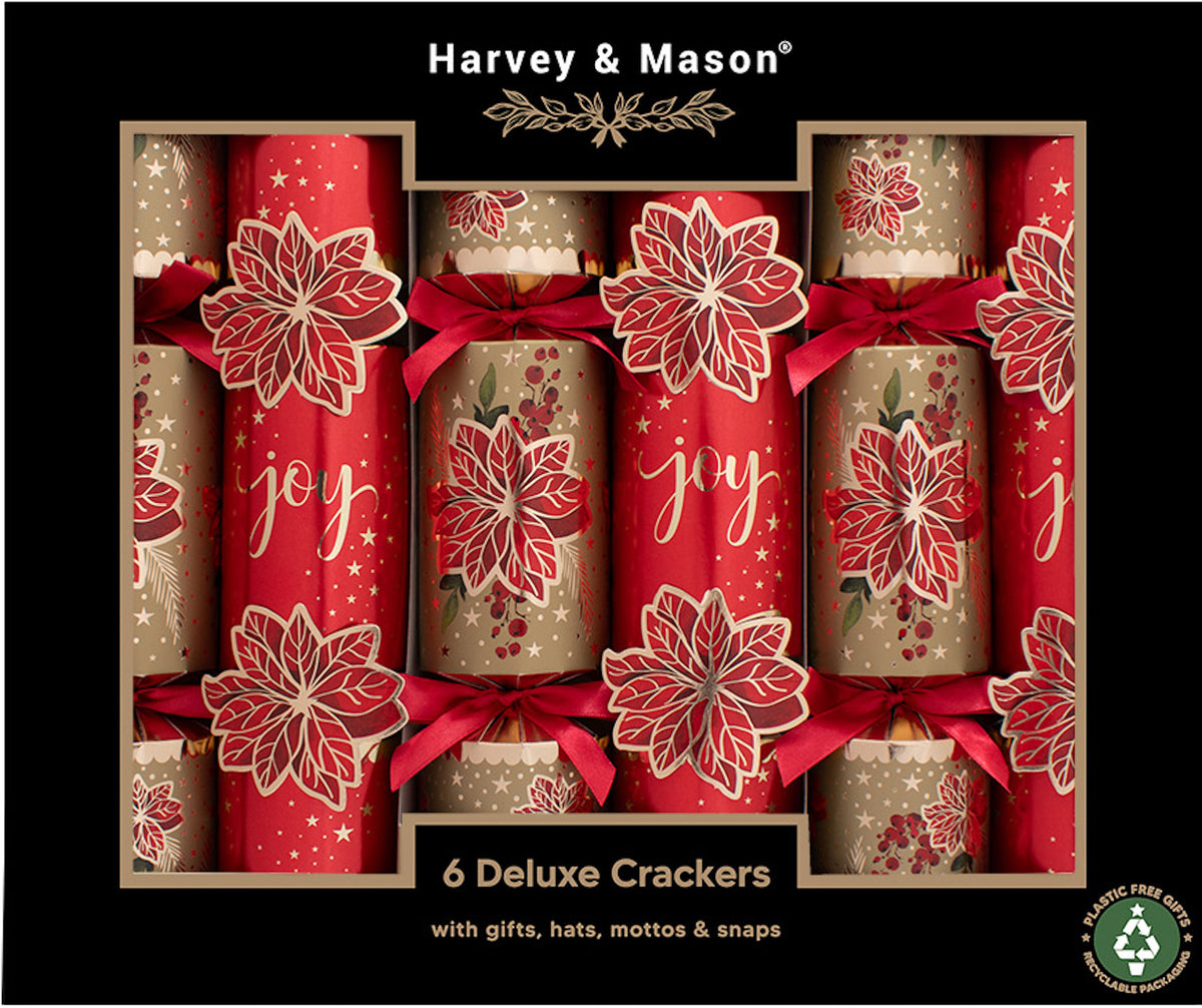 Deluxe ed Poinsettia Christmas Crackers - One Posh Party 