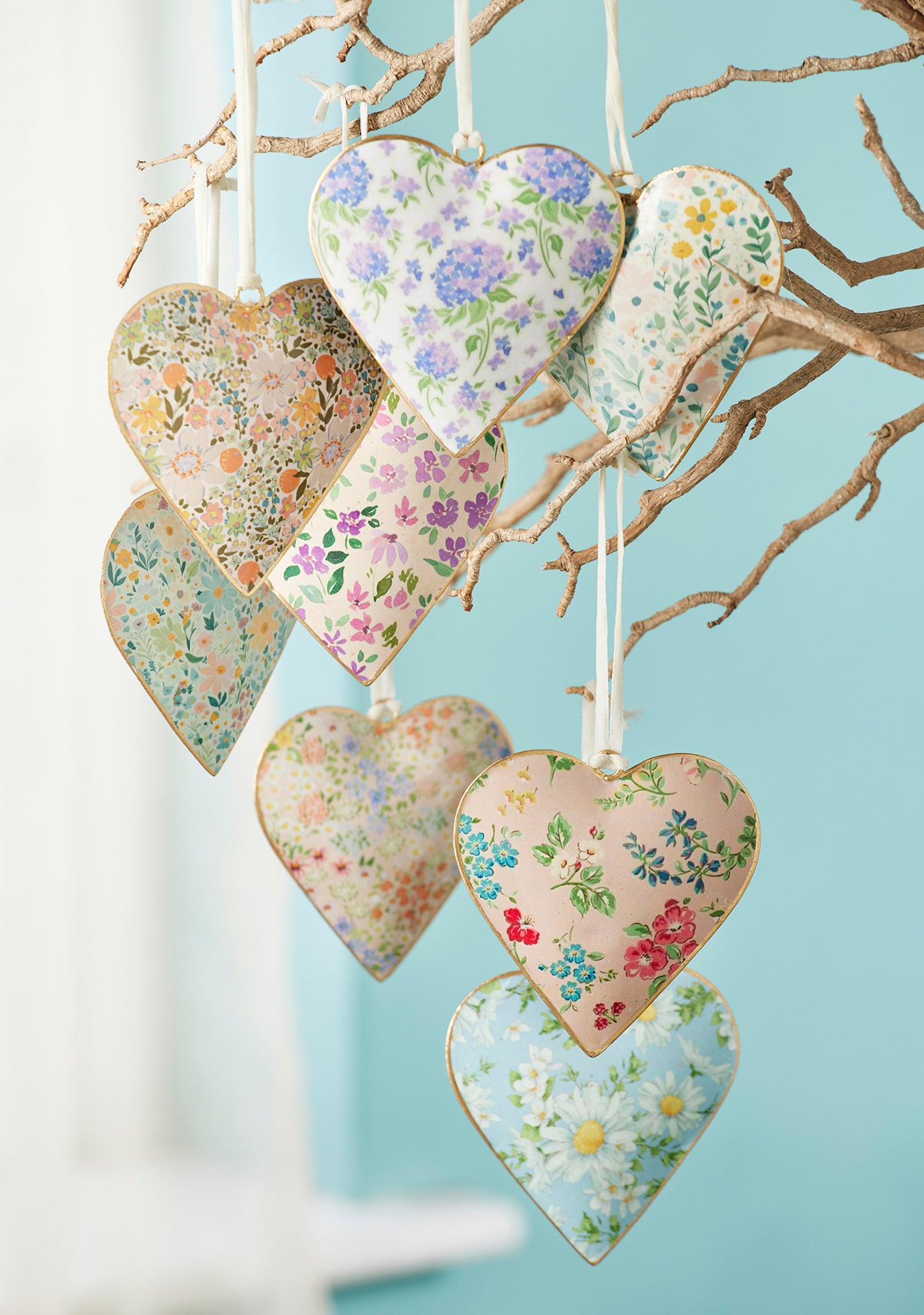 Ditsy Floral Hanging Metal Heart by Namaste